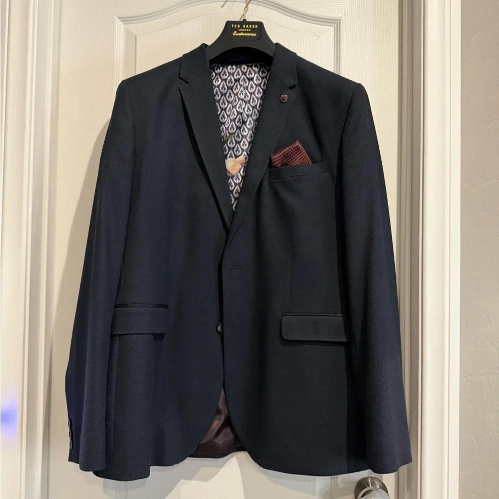 Ted Baker Midnight Blue Blazer with Patterned Lining